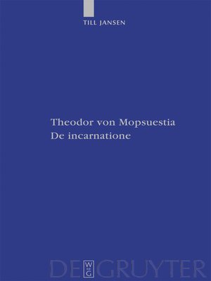 cover image of Theodor von Mopsuestia, De incarnatione